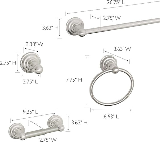Design House 188631 Calisto 4-Piece Bathroom Accessory Kit, Satin Nickel