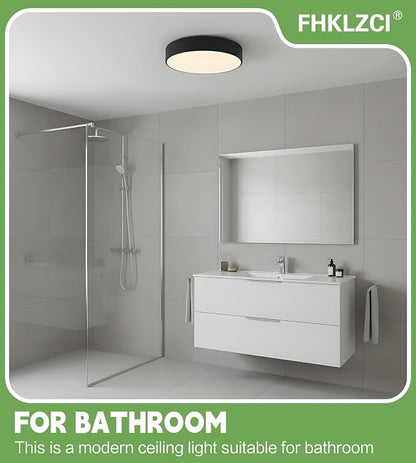 Modern LED Round Flush Mount Ceiling Light Fixture,Black,15.74 inch | Dimmable,36Watts,Bright Adjustment,5CCT 3000K/3500K/4000K/5000K/6000K,Matte,Metal,for Living Room,Kitchen,Bedroom,Bathroom