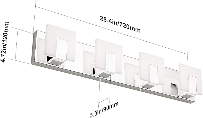 Aipsun 4 Lights Dimmable Modern LED Vanity Light for Bathroom Frosted White Acrylic Chrome Up and Down Bathroom Wall Light Fixtures Over Mirror(White Light 6000K)