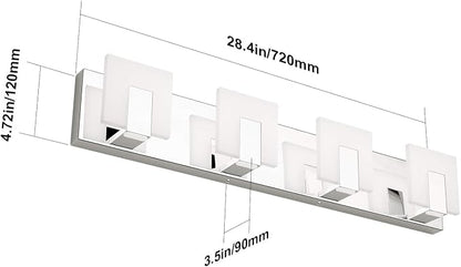 Aipsun 4 Lights Dimmable Modern LED Vanity Light for Bathroom Frosted White Acrylic Chrome Up and Down Bathroom Wall Light Fixtures Over Mirror(White Light 6000K)