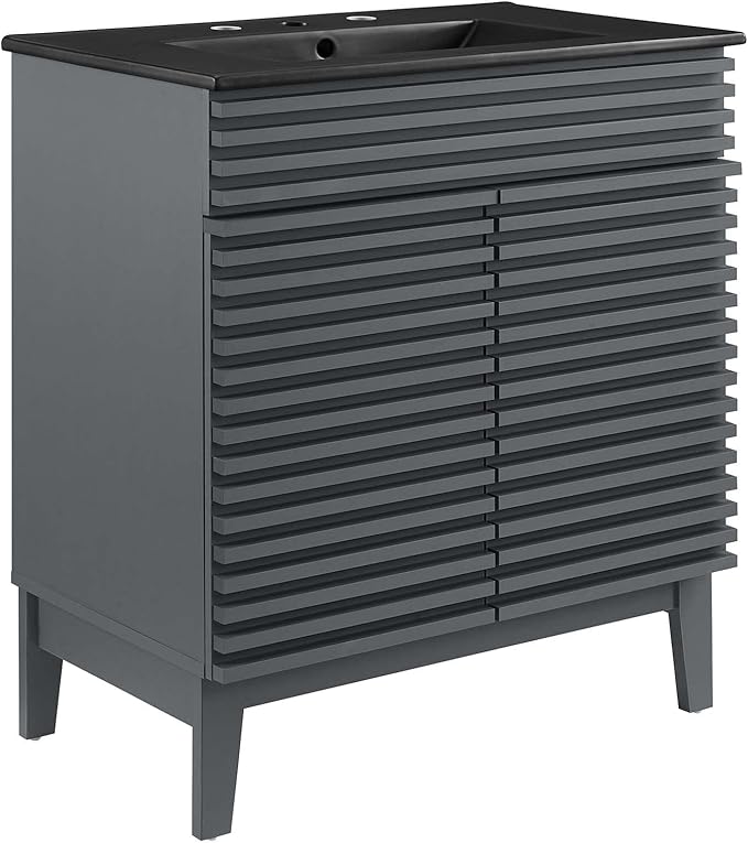 Modway Render 30" Bathroom Vanity with Sink in Gray Black