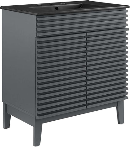 Modway Render 30" Bathroom Vanity with Sink in Gray Black