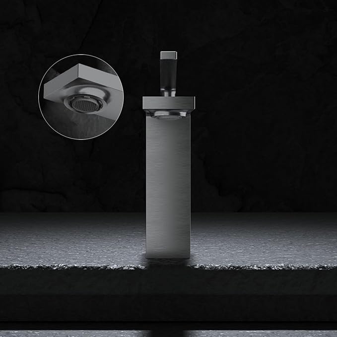 BiaoTeng Black Single-Handle Bathroom Sink Faucets Hot and Cold Brass One Hole Bathroom Sink Faucet