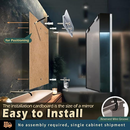 KWW LED Lighted Bathroom Medicine Cabinet with Sockets & USBs, Defogger, Dimmable, 3 Color Light Makeup Mirror, Easy to Install, Wall Mounted Cabinet (2 door-31 * 28)