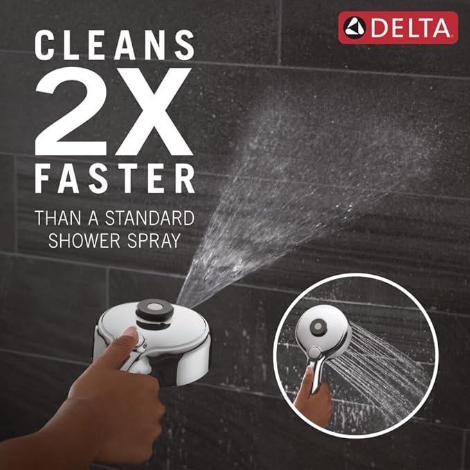 Delta 6-Setting PivotPro 3-in-1 Combination Shower Head with ProClean Spray, Chrome Round Shower Head Rainfall with Handheld Spray, 1.75 GPM, Chrome 75648