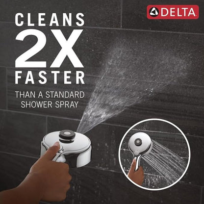 Delta 6-Setting PivotPro 3-in-1 Combination Shower Head with ProClean Spray, Chrome Round Shower Head Rainfall with Handheld Spray, 1.75 GPM, Chrome 75648