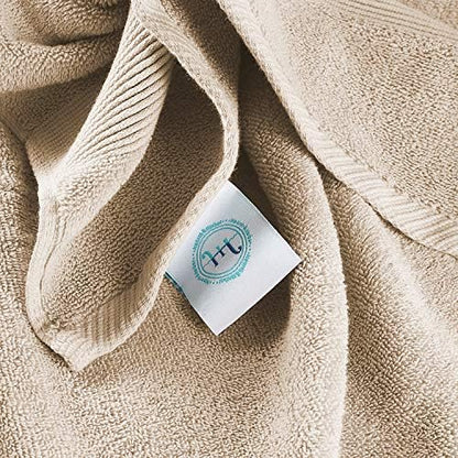 Hearth & Harbor Bath Towels for Bathroom - 100% Ring Spun Cotton Luxury Bathroom Towels - Ultra Soft & Highly Absorbent, Bath Towels Set of 6 - Beige Cream