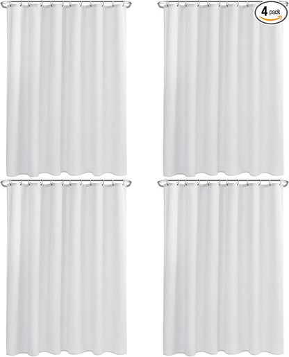 Nasitos Fabric Shower Curtain Liners 4 Pack - W72 x H72 - Washable & Water Resistant Cloth Shower Liner for Bathroom, Soft Hotel Quality, Standard Size (White, Include 8 Separate Magnets)