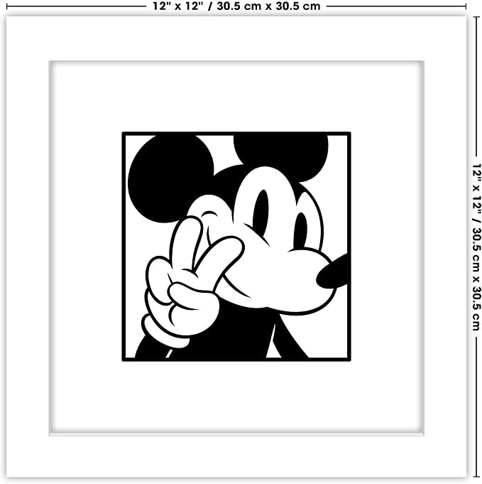 Trends International Gallery Pops Disney Mickey Mouse - Mickey Expressions - Peace Wall Art Wall Poster, 12" x 12", White Framed Version