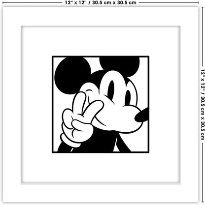 Trends International Gallery Pops Disney Mickey Mouse - Mickey Expressions - Peace Wall Art Wall Poster, 12" x 12", White Framed Version