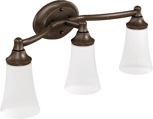 Moen YB2863ORB Eva 3-Light Dual-Mount Bath Bathroom Vanity Fixture with Frosted Glass, Oil Rubbed Bronze