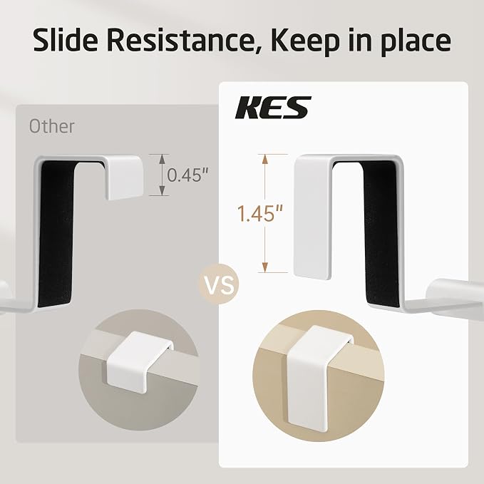 KES Over Cabinet Door Towel Bar Fit 1" Thick, Kitchen Towel Holder, White | Anti-Wobble Stable Fit, Scratchproof, Kitchen Towel Rack for Dish Hand Towels, Cabinet Towel Holder, 2 Pack, KTH500S26-WH-P2