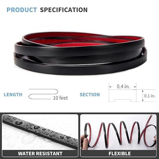 Art3d 10 ft Peel and Stick Flexible Molding Trim for Wall Tile Edge, Black | Durable, Waterproof, Oil-Proof, Superior Adhesive, Useful, Easy to Clean, Ideal for Mirror Edges, Accent Walls, Backsplashes