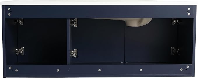 Malwee 48 Inch Floating Bathroom Vanity with Sink, 48'' Single Sink Wall Mounted Bathroom Vanity Como, with 3 Soft Close Doors and White Waterdrop Gel Coat Basin Top, Navy Blue (05848)