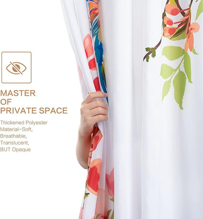 Watercolor Shower Curtain Hummingbird Floral for Bathroom 72 x 72 | Flowers Bird Shower Curtain with Hooks Waterproof Polyester Fabric Machine Washable Farmhouse Decor Bath Curtain