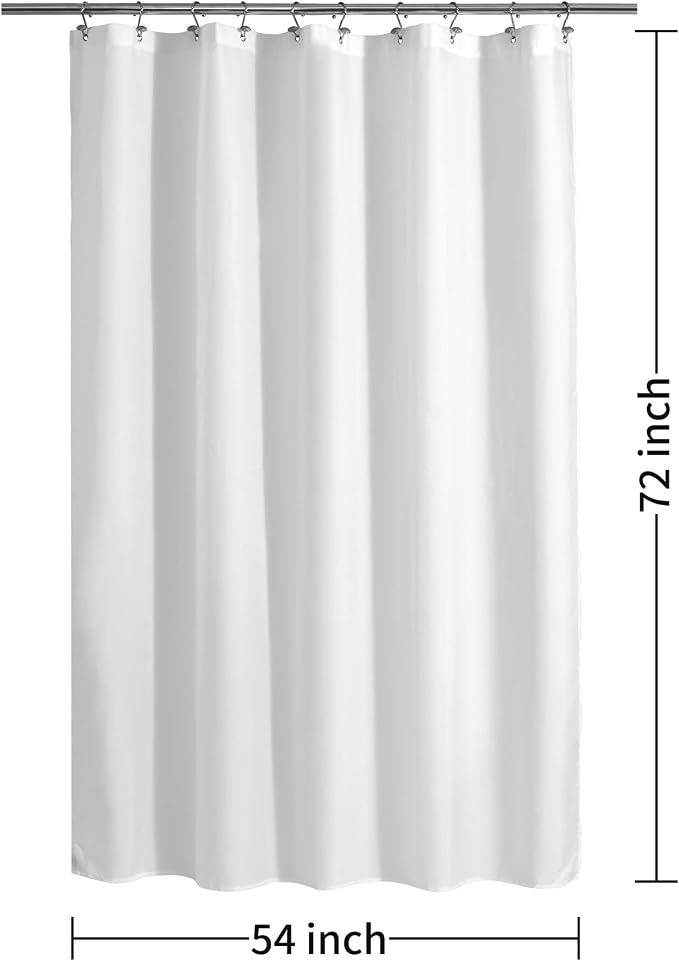 ALYVIA SPRING 54x72 Stall Waterproof Fabric Shower Curtain or Liner White | 2 Magnets, Soft Cloth & Hotel Quality, Machine Washable, Light-Weight, Stall Size