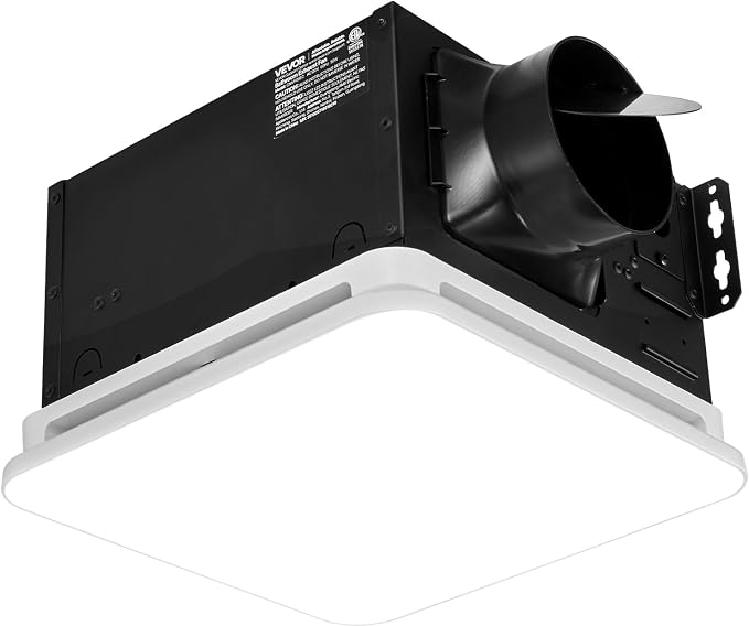 VEVOR Bathroom Exhaust Fan with LED Light, 110 CFM 4000K Bathroom Vent, 1.5 Sones Low-Noise, Premium Motor Ceiling Fan for Laundry Room, Storage Room, Home Ventilation, White