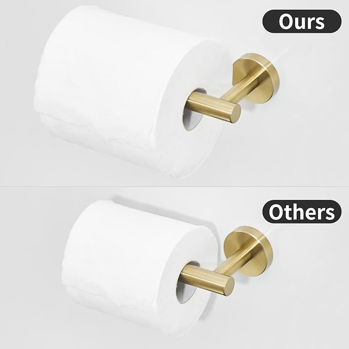 Gold Bathroom Hardware, Bathroom Accessories Set Includes Toilet Paper Holder 24 Inch Towel Bar Towel Ring Robe Hook 4 Pieces Wall Mount