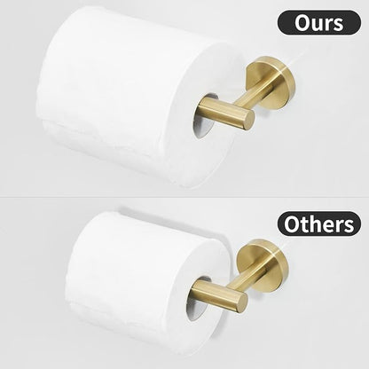 Gold Bathroom Hardware, Bathroom Accessories Set Includes Toilet Paper Holder 24 Inch Towel Bar Towel Ring Robe Hook 4 Pieces Wall Mount