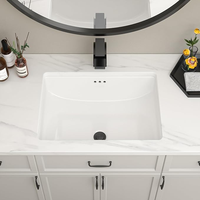 Undermount Bathroom Sink 23''x16'' White Rectangle Bathroom Sink Porcelain Ceramic Sink Vanity Basin Lavatory Sink Vessel Sink