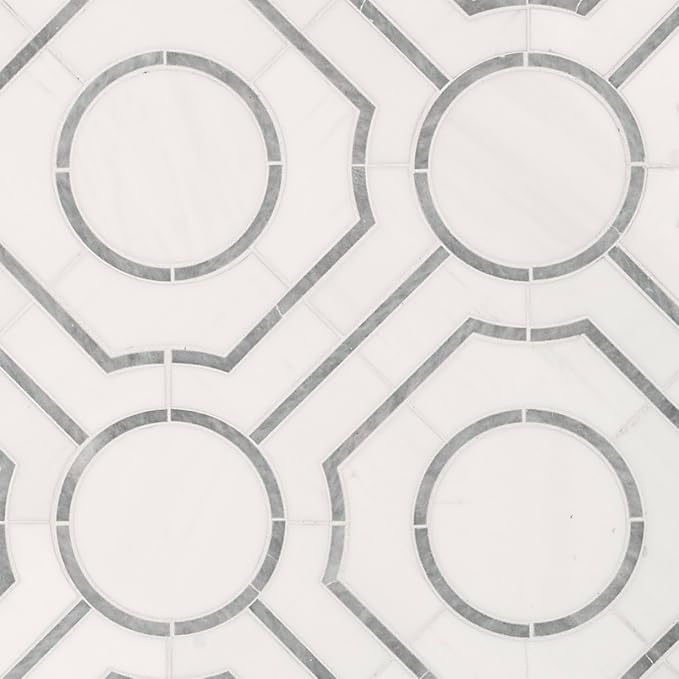 MSI Bianco Dolomite 10 in. x 10 in. Regency Polished Marble Tile for Kitchen Backsplash, Floor Tile, Wall Tile for Bathroom, Shower Wall Tile, Mesh Mounted Mosaic Tile