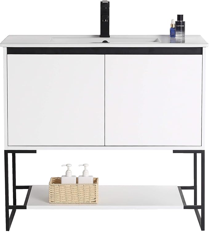 36 Inch Bathroom Vanity with Sink - Modern Knob Free Design, Elegant Space-Saving Solution for Your Bathroom - Durable, Bathroom Vanities for a Contemporary Look - Urbania Collection