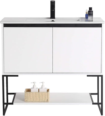 36 Inch Bathroom Vanity with Sink - Modern Knob Free Design, Elegant Space-Saving Solution for Your Bathroom - Durable, Bathroom Vanities for a Contemporary Look - Urbania Collection
