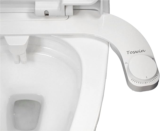 Left Handed Bidet Left Hand Bidet Left Side Control Bidet Attachment for Toilet with Dual Front & Rear Nozzles and Adjustable Water Pressure -White Knob