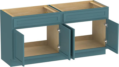 Vanity Art 78 Inch Bathroom Base Cabinet Only, Double Sink Top (Not Include Sink) with Door & Soft Close Hinge, Unassembled Floor Cabinet, Green, 2ea 39 Inch Combo