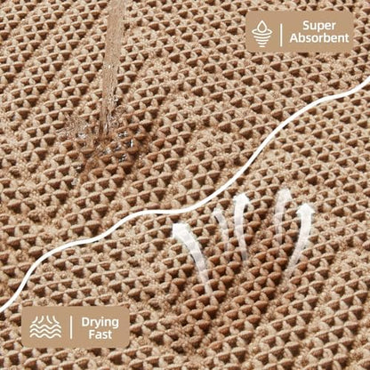 Sunfly Bathroom Runner Rug,Boho Herringbone Waffle Bath Mat Non-Slip Washable Super Absorbent Quick Dry, Farmhouse Bath Mat for Bathroom Floor Decor 24"x60" Khaki