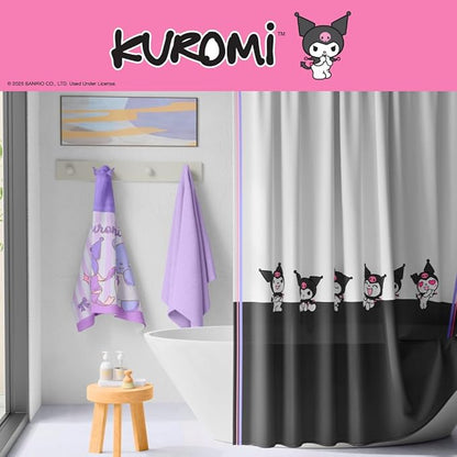Sanrio Kuromi 13-Piece Shower Curtain Set, 72 x 72 Inch Fabric Curtain with Hooks, Bathroom Decor, Machine Washable, (100% Officially Licensed Product) by Franco Collectibles