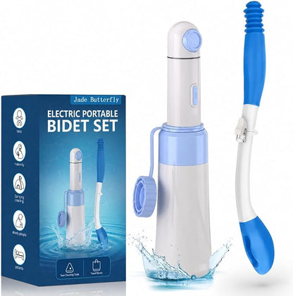 Portable Bidet Toilet Aids Wiper Tool Set for Travel 350ML Bottle | 450mAh Battery | IPX7 Waterproof |Compact & High-Powered with 2 Pressure Modes for Wiping and Personal Hygiene (Blue)
