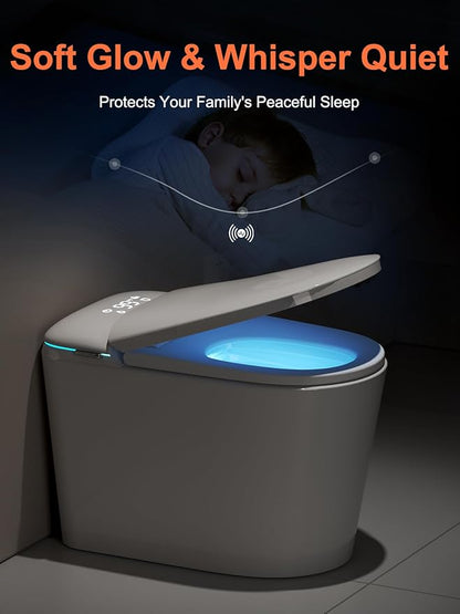 Smart Toilet with Bidet Bulit in - Auto Open/Close Lid, ADA Height Heated Seat, Dryer, Night Light, Dual Auto Flush, Foot Sensor Operation, Modern Elongated One-Piece Toilet for Bathrooms