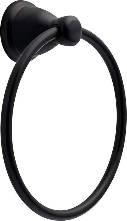Franklin Brass Kinla 3-Piece Bathroom Set Matte Black 24" Towel Bar Rack, Toilet Paper Holder, Ring KIN3PC-MB