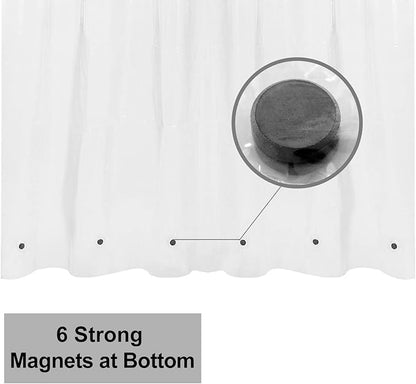 Barossa Design Extra-Long Shower Curtain with 84 inches Height (72x84),PEVA - Waterproof,Eco-Friendly, Non-Toxic, Odorless, PVC Free, Metal Grommets (Clear)