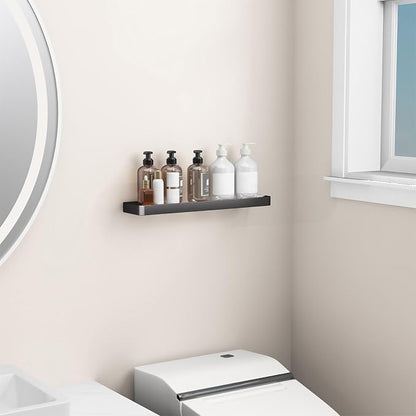 20 Inch Long Floating Shelf Black, Clear Tempered Glass Wall Shelf - Spacious and Stylish Storage for Your Home