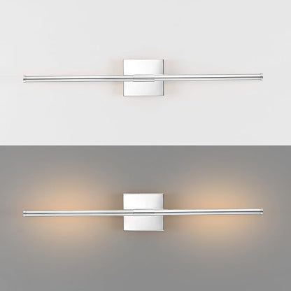 JONATHAN Y 28" Chrome Modern Dimmable Integrated LED Wall Sconce, Metal Vanity Light for Bathroom Mirror Bedroom Hallway, Sleek Hardwired Wall Lamp Fixture, 3000K JYL7022A
