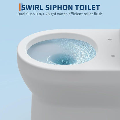 One Piece Toilet with 19" ADA Height, Round Bowl Design, Soft Closing PP Toilet Cover, Easy Clean Surface, Water Efficient Flush