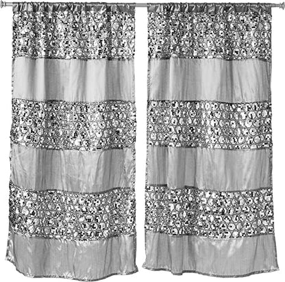 Zahari Home Sinatra Window Curtain Stylish Bathroom Window Curtain,36" x 54" Each, Set of 2, Silver