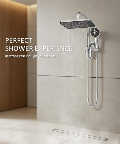 12 Inch Shower Head with Filters Rain Shower Head with Handheld Spray Combo | Filtered Shower Heads with Handheld,High Pressure Rainfall Dual Showerhead,Adjust Height and Angle of Extension Arm,Chrome