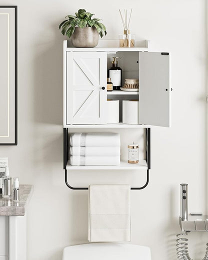 Masupu Bathroom Cabinet Wall Mounted, Wooden Medicine Cupboard with Adjustable Shelves, Space-Saving Wall Storage Unit for Bathroom, Kitchen and Living Room (9"D x 15.35"W x 27.16"H,Countrye White)