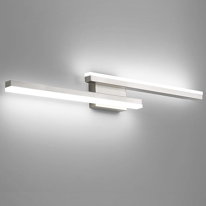 36in Vanity Lights,36W 2500LM Modern Brushed Nickel Vanity Light Bathroom Lighting Fixture Over Mirror, Dimmable LED Bathroom Light Fixture 5000K Cool White Vanity Light Bar -2 Light