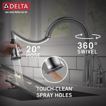 Delta Leland Brushed Nickel Kitchen Faucet with Pull Down Sprayer, Traditional Single Hole Kitchen Sink Faucet, Single Handle, Arctic Stainless 978-AR-DST