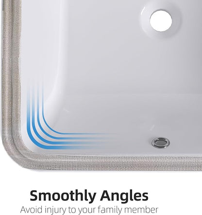GAOMON Undermount Bathroom Sink, Rectangular 20"x15" Vessel Sink White Ceramic Lavatory Vanity Vessel Sink with Overflow - white