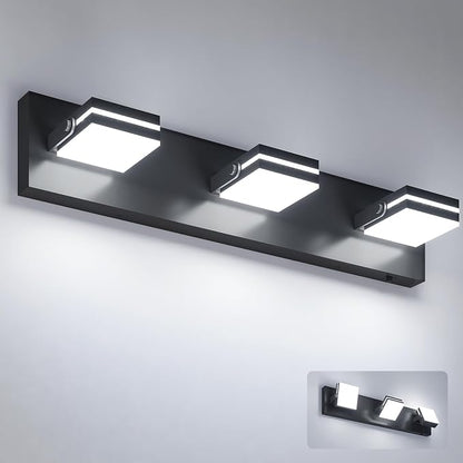 VOLISUN 3 Light Bathroom Vanity Light, 24 inch Dimmable Bathroom Light Fixtures Over Mirror, 5 Color Temperatures, 180°Rotatable Head, Black LED Vanity Lights for Bathrooms-ETL Certificated