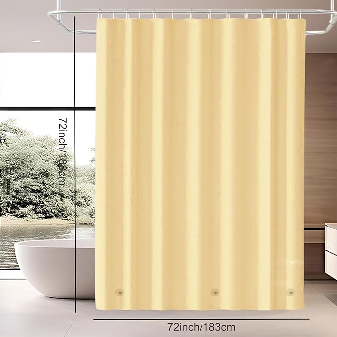 Beige Shower Curtain Liner, 4G PEVA Shower Liner, Plastic Peva Waterproof Shower Curtains, 72x72 inch with Grommet Holes 3 Magnetic Weights