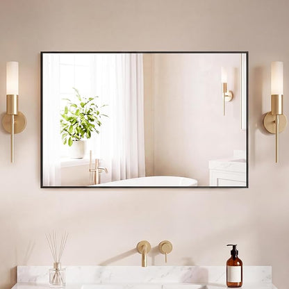 DUMOS 24"x36" Wall Mirror, Bathroom Mirrors for Over Sink, Black | Tempered Glass & Anti Rust Metal Frame, Decor for Entryway, Living Room, Bathroom, Vanity