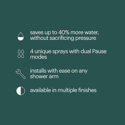 Brondell Nebia Yuba Fixed Shower Head, 5- Setting, Precision Nozzle, Matte Black
