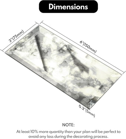 Peel and Stick Beveled Sliver Antique Mirror Tile Subway Mirror Glass Backsplash 3x6 Inch for Kitchen Bathroom Wall