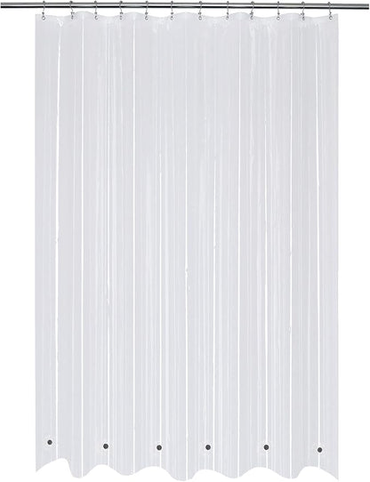 Mrs Awesome Extra Long Shower Curtain Liner with 6 Magnets 72 x 84, Clear | PEVA 8G Heavy Duty, 12 Rustproof Grommets,Water Proof Thick Plastic Shower Curtain 72W x 84H Inches for Bathroom Long Size